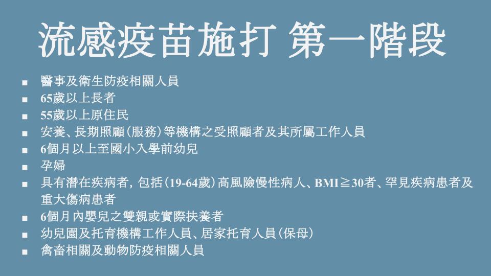 115年10月1日 第一階段 公費流感 開打